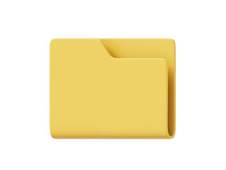 Poster - Yellow empty computer folder, side view. 3d rendering. Icon on white background.
