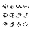 Hand gesture line icons set. Collection of hand gestures. Vector illustration