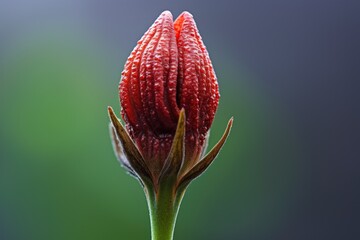 Wall Mural - a hibiscus flower bud ready to bloom with a bokeh effect