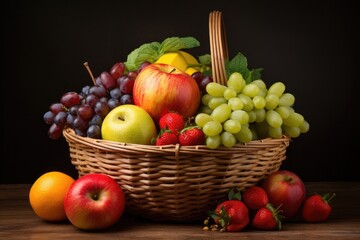 Sticker - fresh fruits in a woven basket