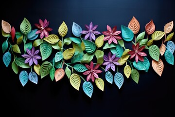 Canvas Print - decorative garland made of cut-out paper leaves