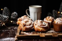 Cinnamon Croissant Rolls Mimicking A Winter Blizzard