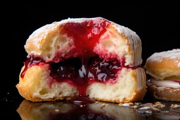 Sticker - half-cut jelly-filled donut, showcasing jelly