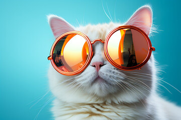 Wall Mural - cat with sunglasses futuristic shades modern style