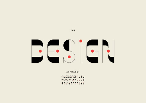 Vector of stylized modern font and alphabet