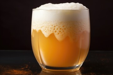 Sticker - close up of foamy beer in a clear glass mug