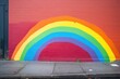 rainbow painted on a wall indicating a clue