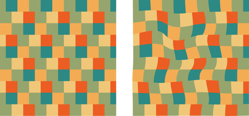 collection of retro checkerboard backgrounds featuring vivid hues. a groovy and psychedelic chessboa