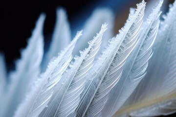 Poster - close-up of snow crystals on a feather banner