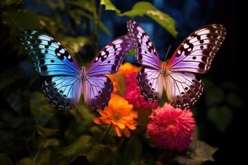 Poster - two butterflies vying for the same flower