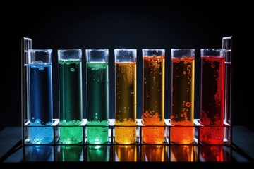 Sticker - test tubes in a rack with different color liquids