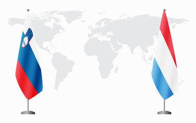 Slovenia and Luxembourg flags for official meeting