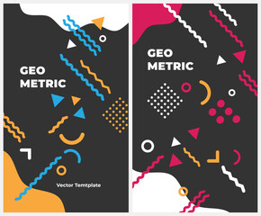 Leinwandbilder - Geometric banner. Set of vector illustrations. Clean style backgrounds