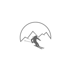 Poster - Ski and sticks sign icon isolated on transparent background