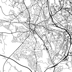 1:1 square aspect ratio vector road map of the city of  Newcastle-under-Lyme in the United Kingdom with black roads on a white background.