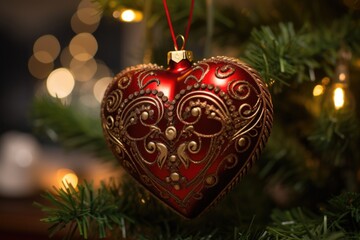 Wall Mural - heart-shaped christmas ornament with intricate design