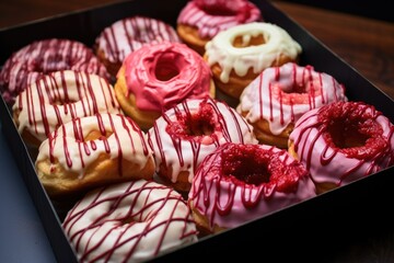 Wall Mural - a white bakery box full of jelly-filled donuts