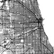 1:1 square aspect ratio vector road map of the city of  Chicago Illinois in the United States of America with black roads on a white background.