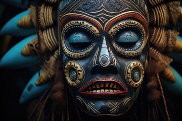 Wall Mural - close-up of a traditional tribal mask