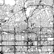 1:1 square aspect ratio vector road map of the city of  Fullerton California in the United States of America with black roads on a white background.