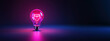 Glowing light bulb on the background. Pink, purple and blue color scheme