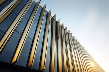 Poster - modern abstract stripe steel glass wall building exterior