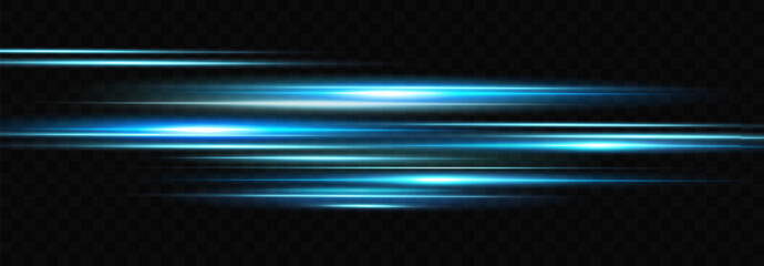 Wall Mural - Light effect of neon lines movement.Horizontal lines. Speed ​​effect on a transparent background.lines of light, speed and movement.