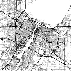 Wall Mural - 1:1 square aspect ratio vector road map of the city of  Green Bay Wisconsin in the United States of America with black roads on a white background.