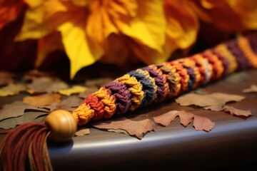 Poster - a crochet hook with a strip of fall-themed pattern