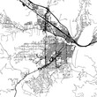 1:1 square aspect ratio vector road map of the city of  Missoula Montana in the United States of America with black roads on a white background.