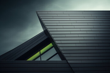 Poster - dark wall and triangle style modern minimalist design building exterior