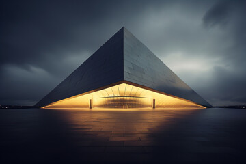 Wall Mural - Dark pyramid shape modern and minimalist style building exterior