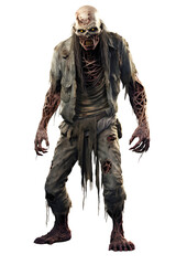 Wall Mural - Scary Zombie isolated on transparent background