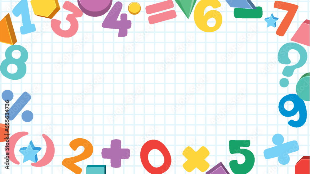 Math Border on Purple Background with Number and Math Objects