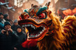 © Kien - a large red dragon is worn by a person at the chinese new year ceremony