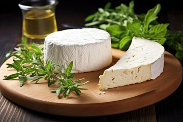 Sticker - lactose-free cheese on a wooden board