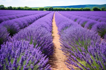 Canvas Print - rows of aromatic lavender in a field