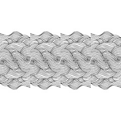 Leinwandbilder - Simple minimalist wave pattern. Hand drawn graphic line art. Modern abstract  landscape. Monochrome black and white curly doodles