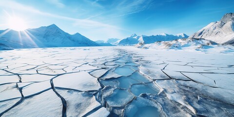 Poster - Cracks on the surface of the blue ice