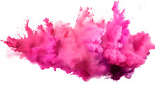 Colorful Pink Smoke Paint Explosion, Color Fume Powder Splash On Transparent Background PNG