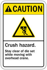 Wall Mural - Crush and cut hazard warning sign and labels Moving parts can crush and cut. Follow lockout procedure before servicing.  Do not operate with guard removed.