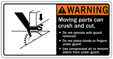 Wall Mural - Crush and cut hazard warning sign and labels Moving parts can crush and cut. Follow lockout procedure before servicing.  Do not operate with guard removed.