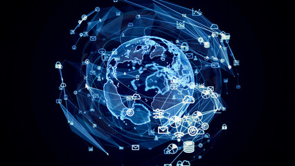 Poster - Global communication network concept. Social networking service.
