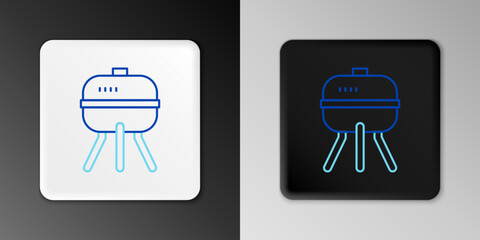 Sticker - Line Barbecue grill icon isolated on grey background. BBQ grill party. Colorful outline concept. Vector