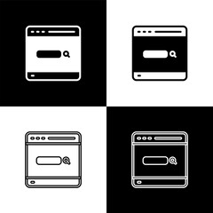 Poster - Set Search engine icon isolated on black and white background. Vector