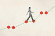 © deagreez - Picture 3d collage of successful smiling girl climbing career ladder way isolated on painted background
