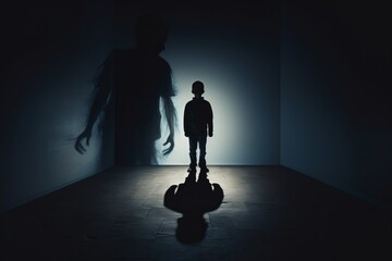 Aufkleber - A visual representation of addiction as a shadowy figure looming over a person, illustrating the constant presence and influence of addiction in their life.