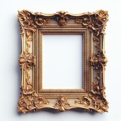 golden vintage frame for picture isolated on the white background professional shot high quality 3d render ai design concept art