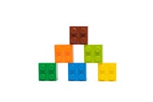 Multicolored Square Lego Blocks Close Up. Kherson, Ukraine - January 21, 2021.