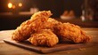 Crispy Kentucky Fried Chicken on a classic wooden table